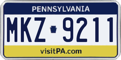 PA license plate MKZ9211