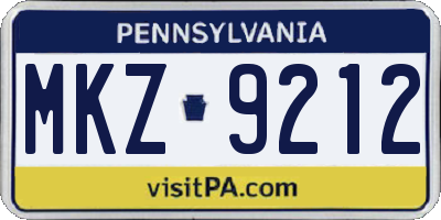 PA license plate MKZ9212