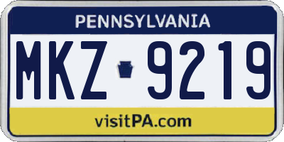 PA license plate MKZ9219