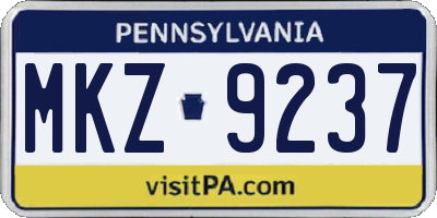 PA license plate MKZ9237