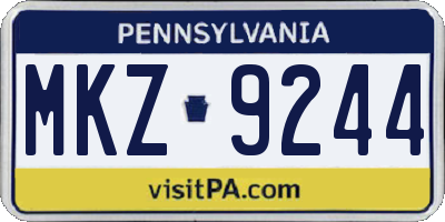 PA license plate MKZ9244