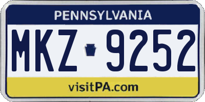 PA license plate MKZ9252
