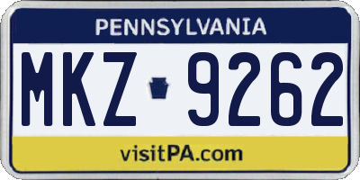 PA license plate MKZ9262