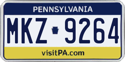 PA license plate MKZ9264