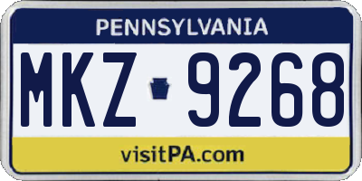 PA license plate MKZ9268