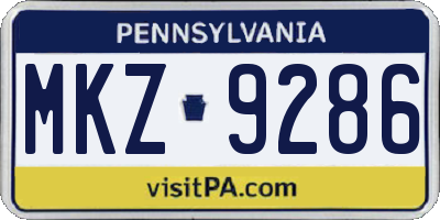 PA license plate MKZ9286