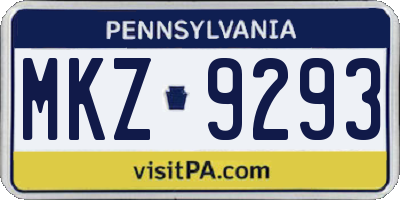 PA license plate MKZ9293