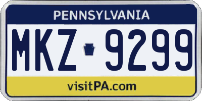 PA license plate MKZ9299