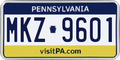 PA license plate MKZ9601