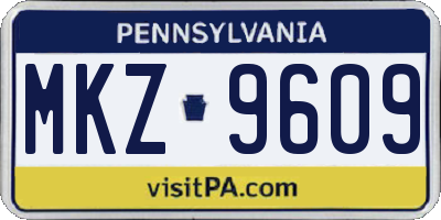 PA license plate MKZ9609