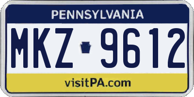 PA license plate MKZ9612