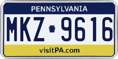PA license plate MKZ9616