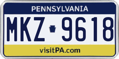 PA license plate MKZ9618