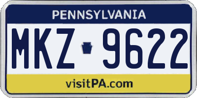 PA license plate MKZ9622