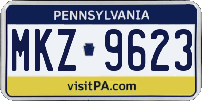PA license plate MKZ9623