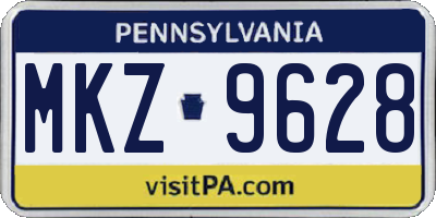 PA license plate MKZ9628