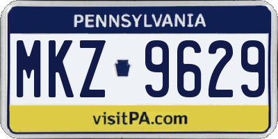PA license plate MKZ9629