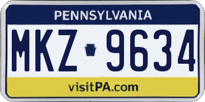 PA license plate MKZ9634