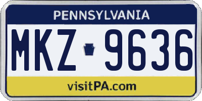 PA license plate MKZ9636