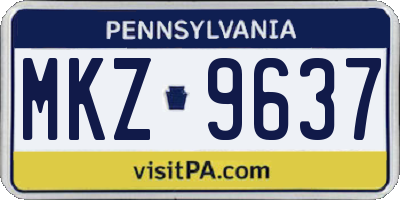 PA license plate MKZ9637