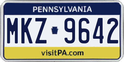 PA license plate MKZ9642