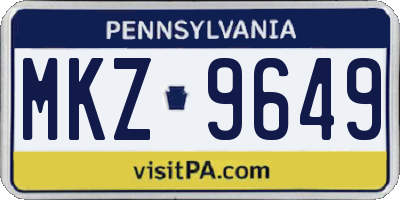 PA license plate MKZ9649