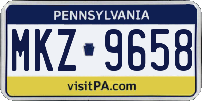 PA license plate MKZ9658