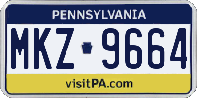 PA license plate MKZ9664