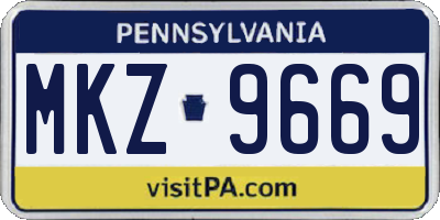 PA license plate MKZ9669
