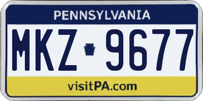PA license plate MKZ9677