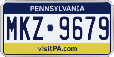 PA license plate MKZ9679