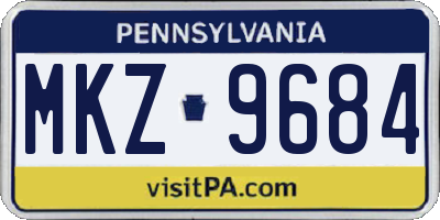 PA license plate MKZ9684