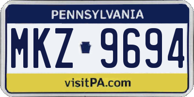 PA license plate MKZ9694