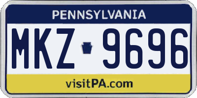 PA license plate MKZ9696