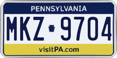 PA license plate MKZ9704