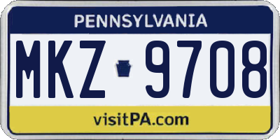 PA license plate MKZ9708