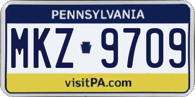 PA license plate MKZ9709