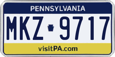 PA license plate MKZ9717