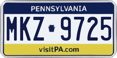 PA license plate MKZ9725
