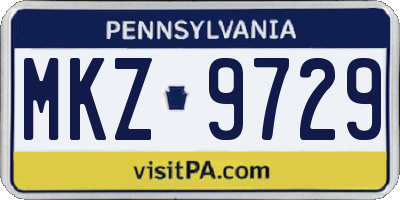 PA license plate MKZ9729
