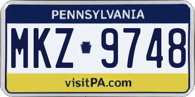 PA license plate MKZ9748