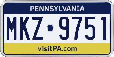 PA license plate MKZ9751