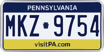 PA license plate MKZ9754
