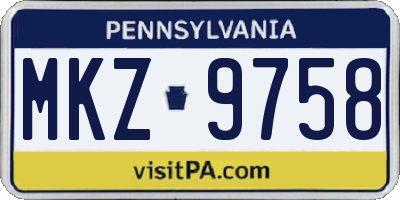 PA license plate MKZ9758