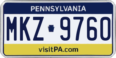 PA license plate MKZ9760