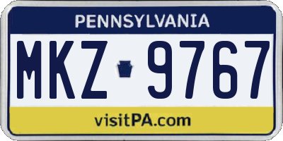 PA license plate MKZ9767