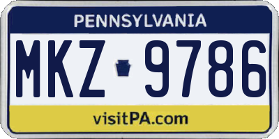 PA license plate MKZ9786