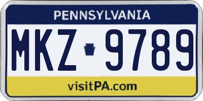 PA license plate MKZ9789