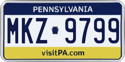 PA license plate MKZ9799