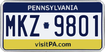 PA license plate MKZ9801